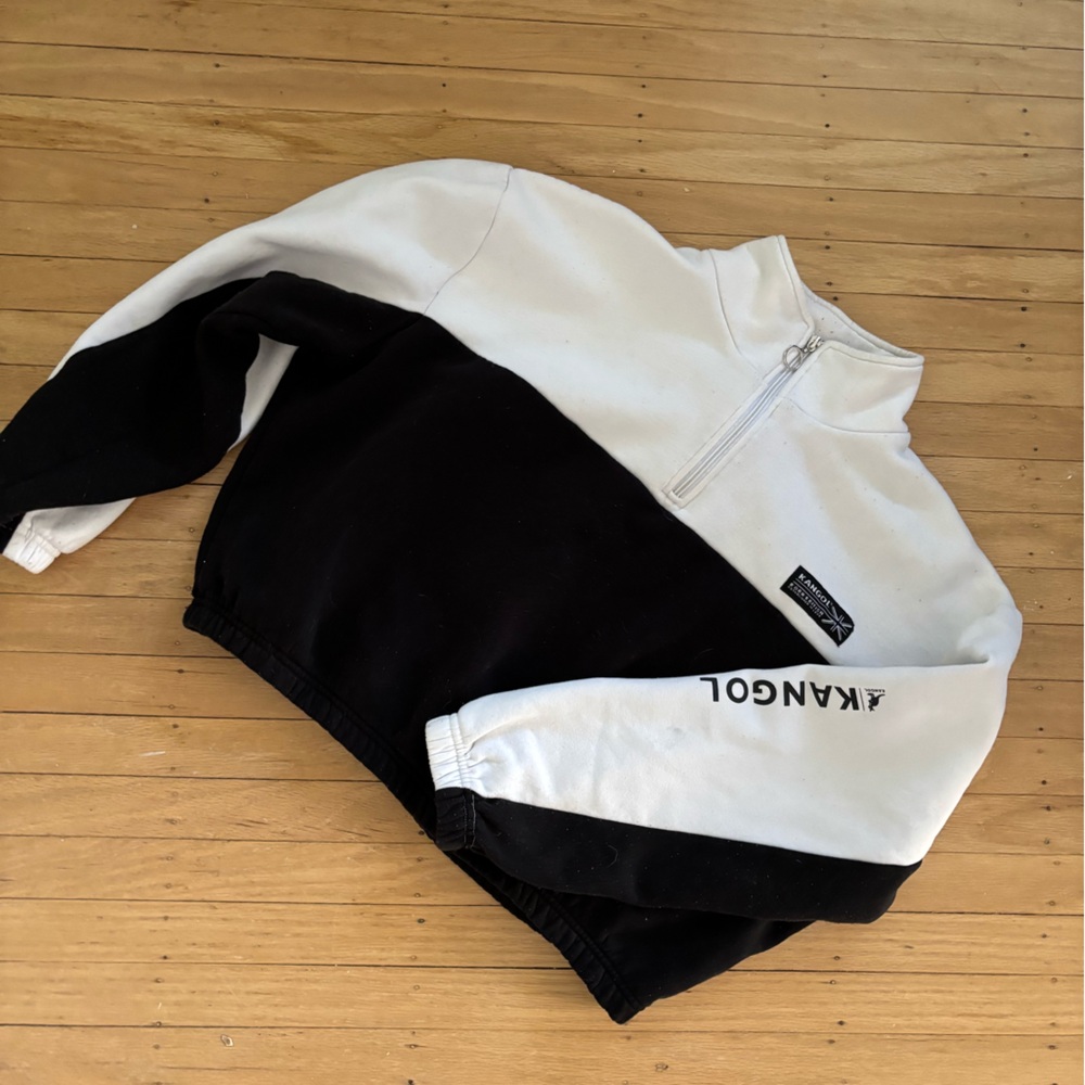 Vintage Kangol Black and White Zip-Up Sweatshirt